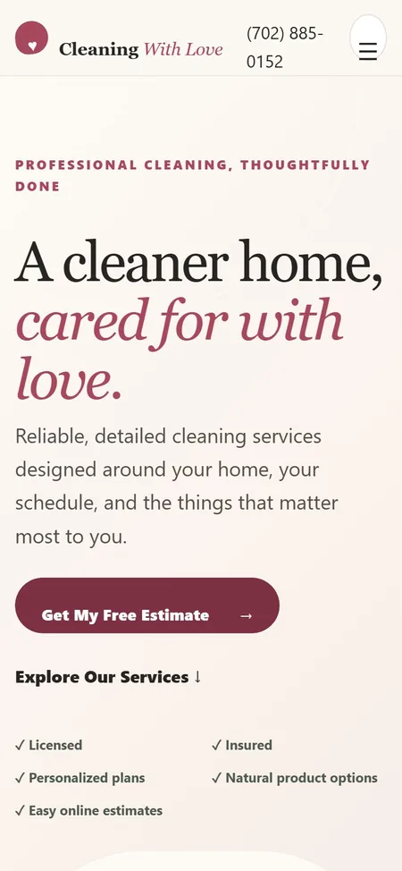 Sitio web de servicio de limpieza en Las Vegas creado por CreativeKing